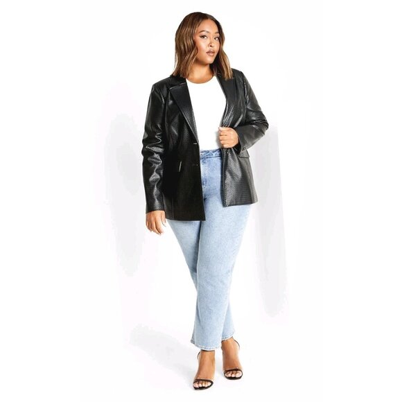 Women's Fallon Pu Jacket Faux Leather Black Women's Size US 16 - Picture 7 of 12